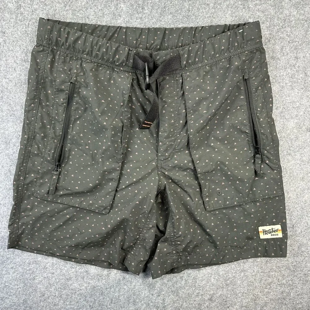 Howler Bros Swim Trunks Mens 35 Green Geometric Triangle Print Quick Dry